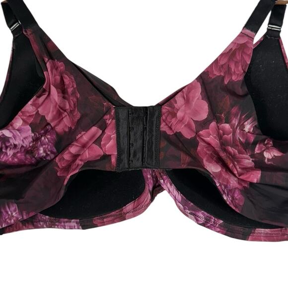 Torrid Black and Pink Floral Bra with Adjustable Straps 46DDD - Picture 3 of 5